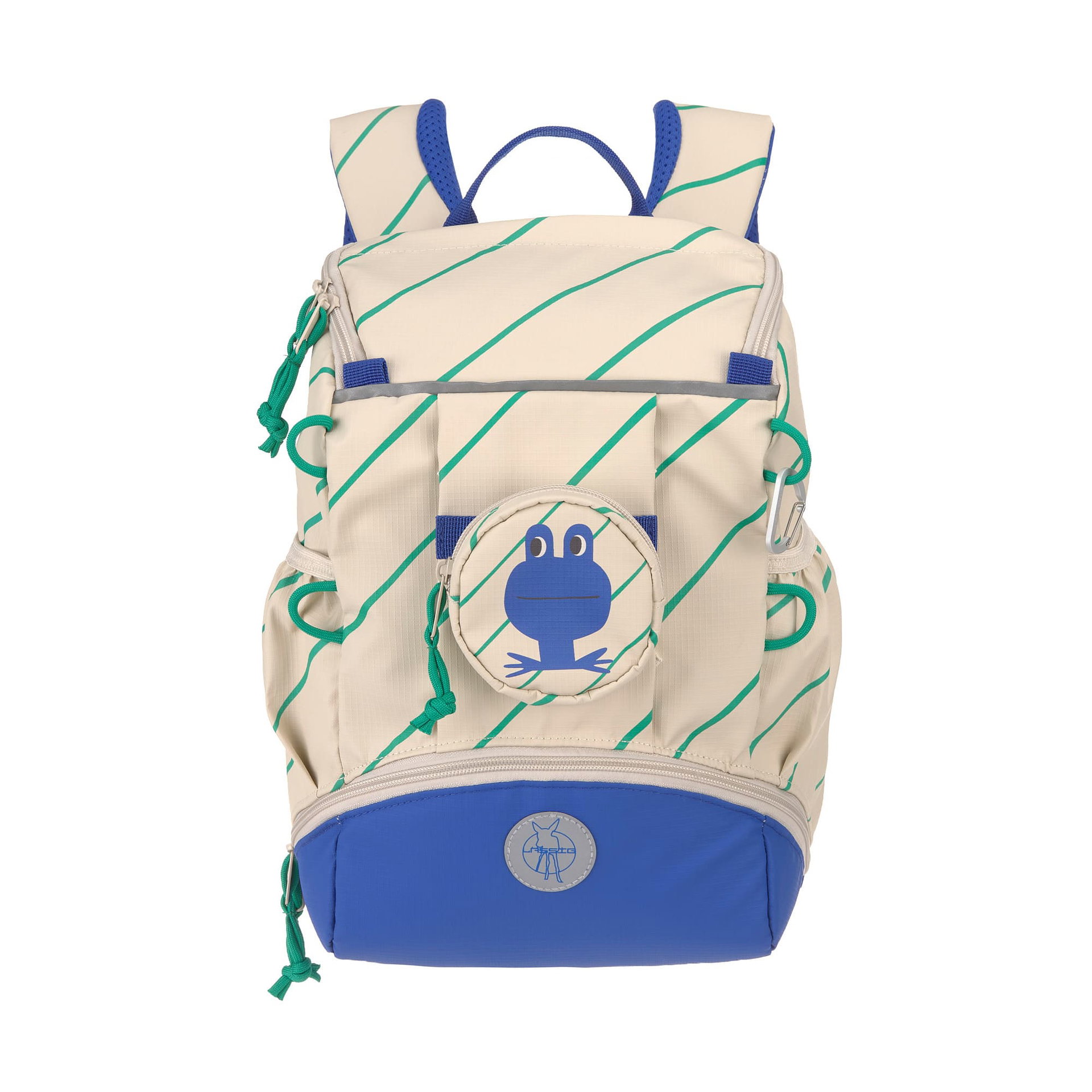 Rucksack, Kinder-Rucksack, Vorne Tasche, Streifenmuster, Blaues Akzent