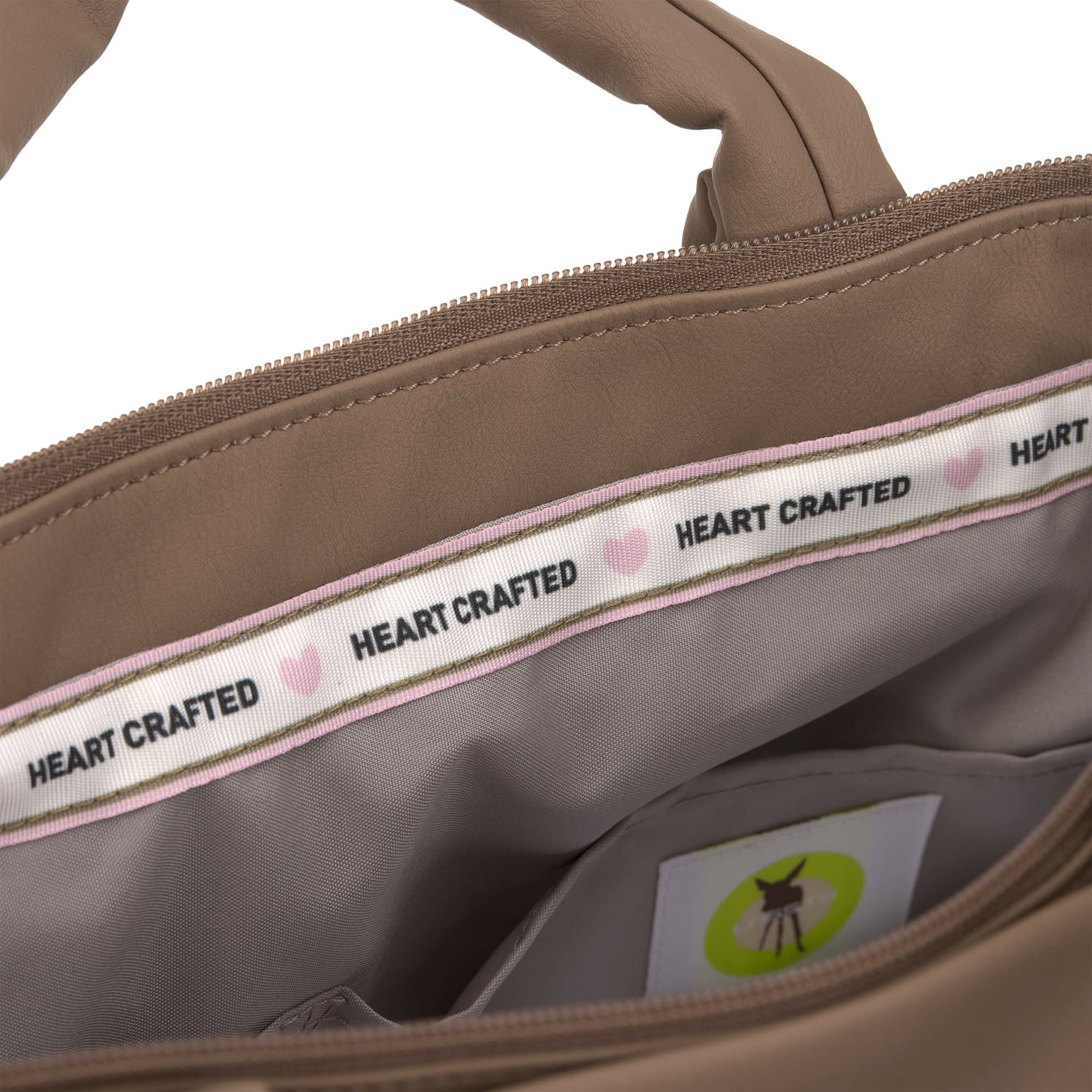tote bag, braun, Reißverschluss, innenraum, Heart Crafted