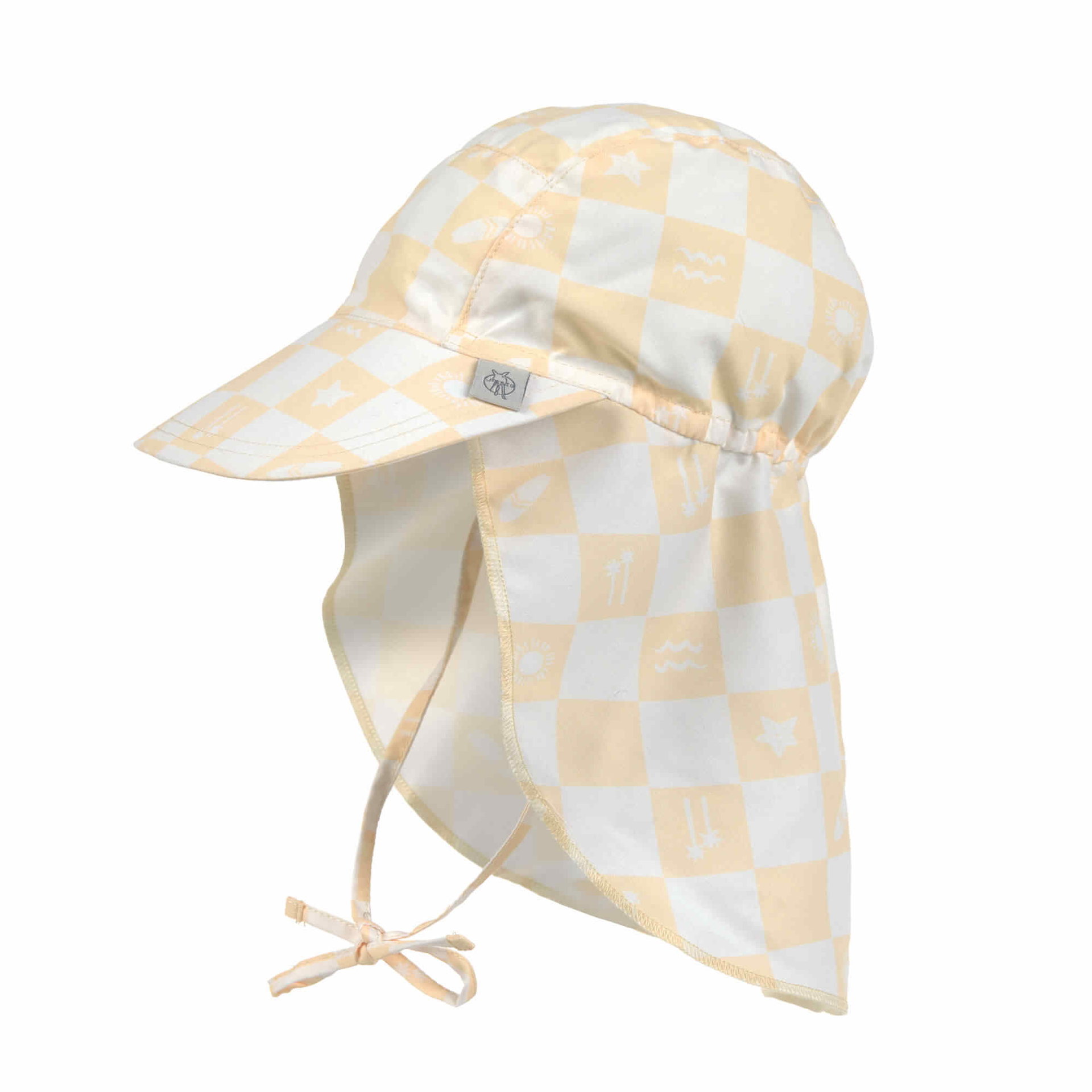 Bild 1 PreOrder 2025 Sun Protection Flap Hat  Check Pattern vanilla/sea salt