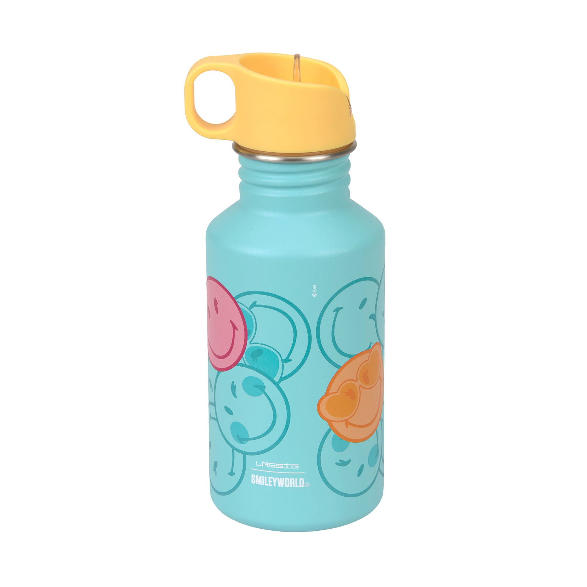 Wasserflasche, Trinkflasche, Mehrfarbig, Schraubverschluss, Gelb
